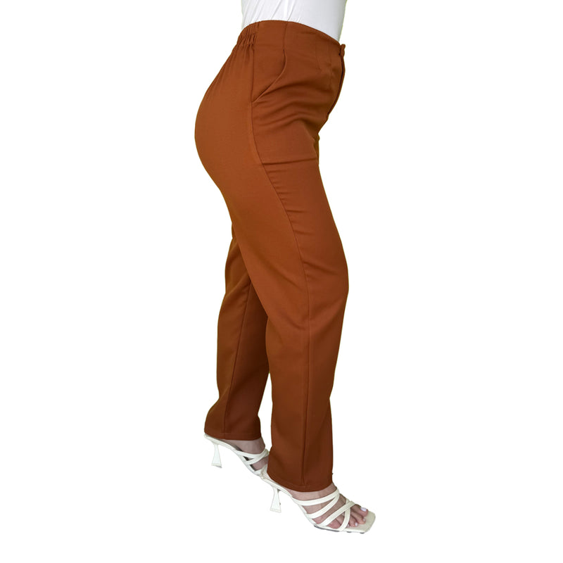 Pantalón Para Dama Formal Con Pinzas Recto Cremallera