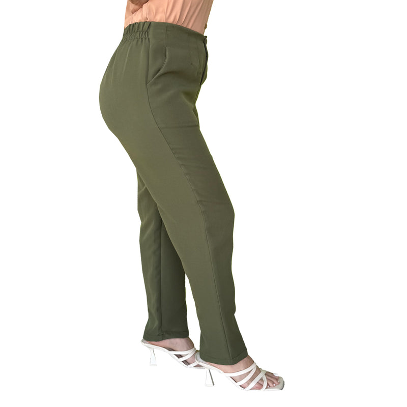 Pantalón Para Dama Formal Con Pinzas Recto Cremallera