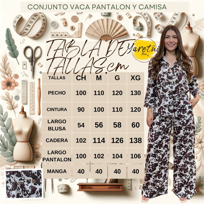 Conjunto Para Dama Casual Pantalon Y Camisa Boton Dordo Vaca
