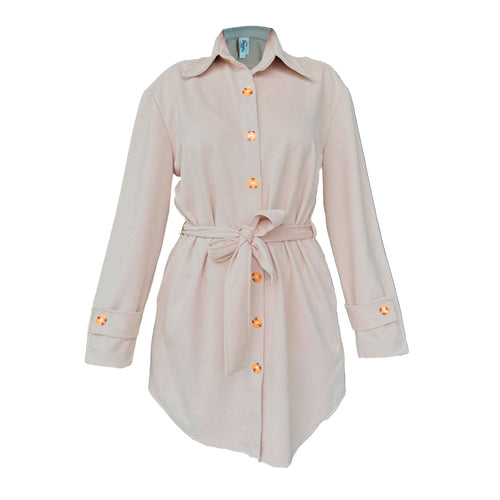 Vestido Para Dama Formal Gamuza Camisero Con Fajo