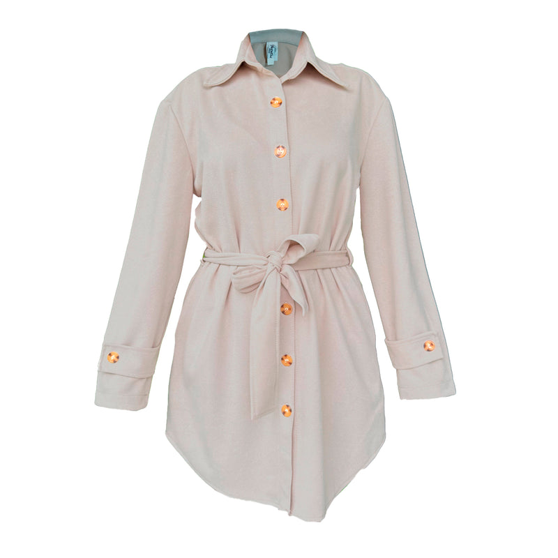 Vestido Para Dama Formal Gamuza Camisero Con Fajo