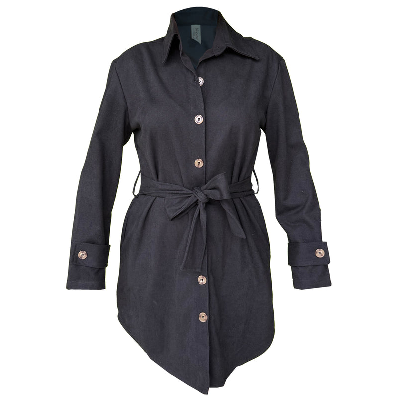 Vestido Para Dama Formal Gamuza Camisero Con Fajo