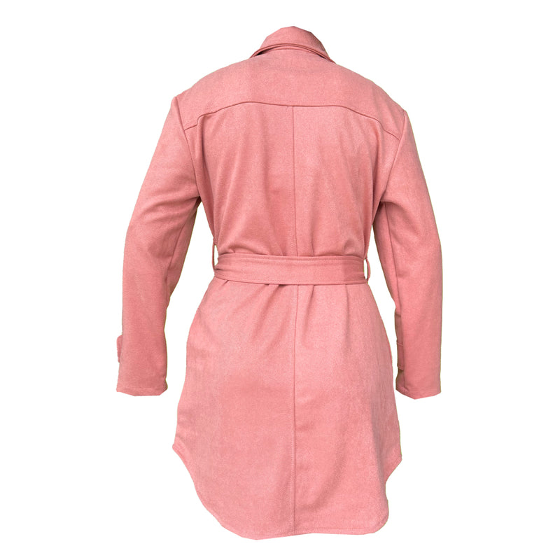 Vestido Para Dama Formal Gamuza Camisero Con Fajo